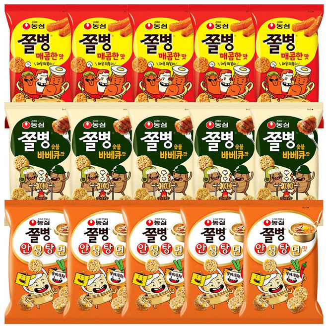 [안녕골목마켓] 쫄병스낵3종세트 매콤한맛4개+바베큐맛4개+안성탕면맛4개, 1세트