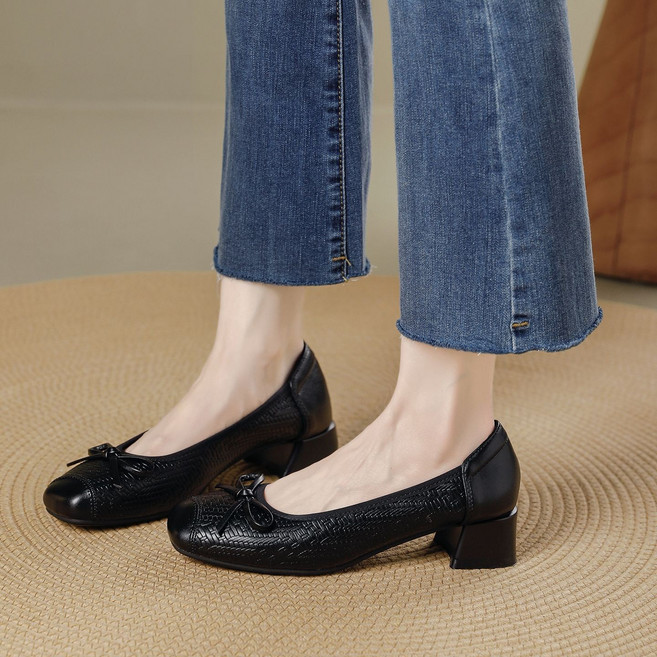 여성 천연 소가죽 플랫슈즈 단화 4cm 220~260사이즈 사계절 love