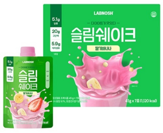 랩노쉬 슬림쉐이크 딸기바나나, 45g, 7개