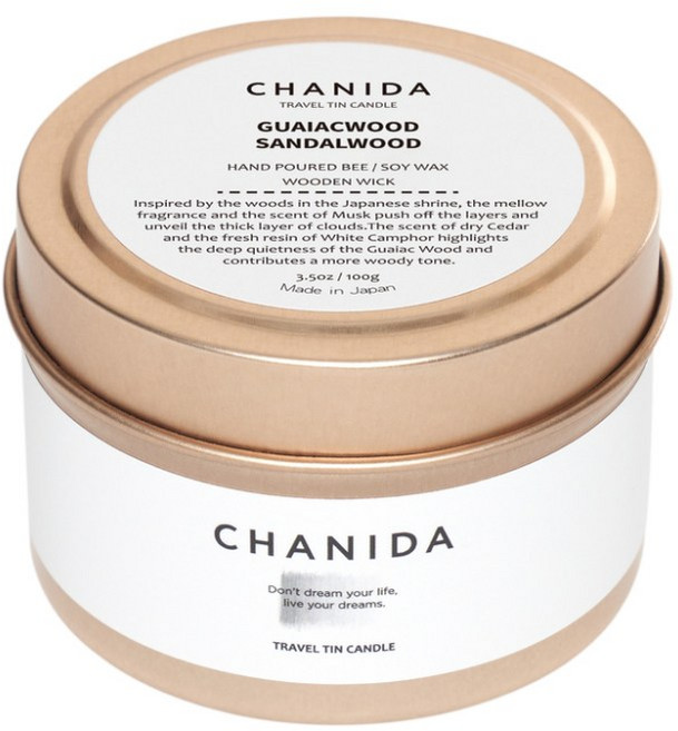 CHANIDA 旅行錫罐蠟燭 - 白茶 Osmanthus, 1件, 癒創木. 檀香, 100g