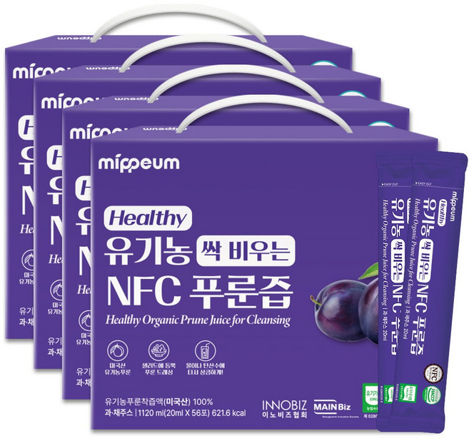 미쁨생활건강 유기농 NFC 푸룬즙, 4개, 1.12kg