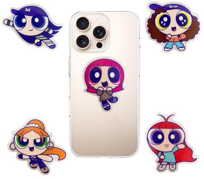 NJ 파워퍼프걸 스마트톡 그립톡 핸드폰거치대 핸드폰그립톡 아이폰그립톡 귀여운그립톡 아크릴그립톡, 1개, 하니