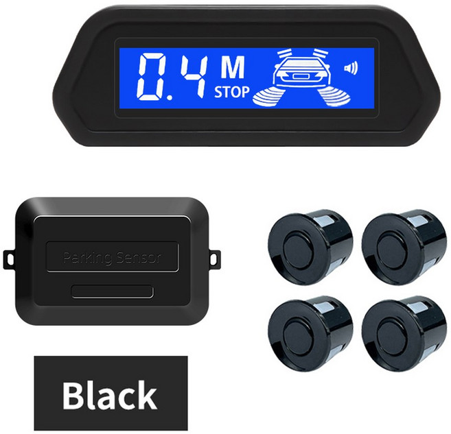 LED 차랑 자동차 주차 레이더 감지기 백라이트 Hippcron 센서 4 모니터 디스플레이 후방 시스템, Black, 1개