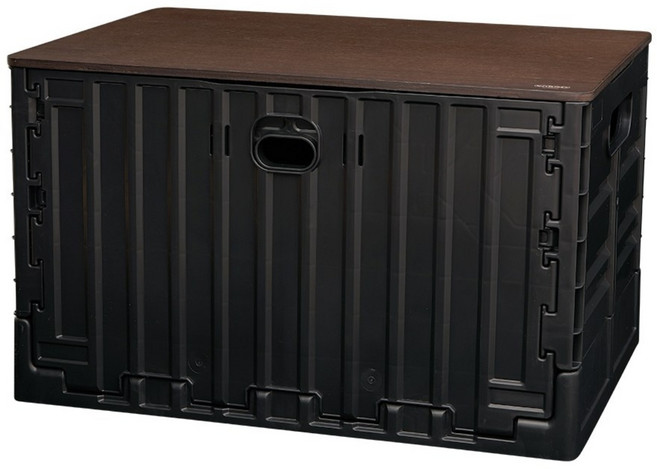 카고컨테이너 시그니처 폴딩박스 캠핑박스 오픈형 캠핑 수납 정리함, 블랙SET(폴딩박스+상판), 1세트, 1단