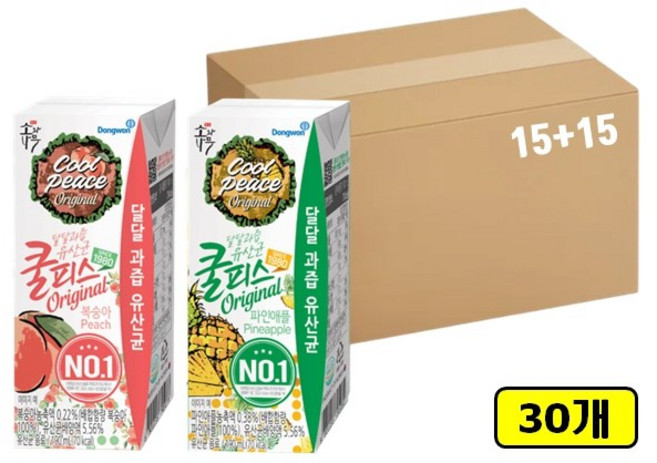동원 쿨피스 파인애플 복숭아 혼합구성SET, 30개, 190ml