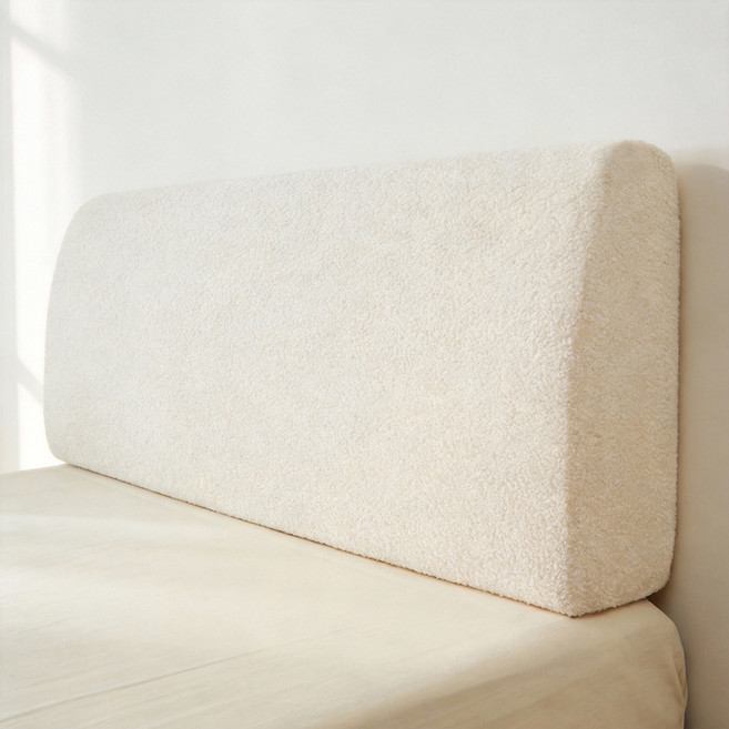 2025 신형 크림톤 플리스 탄력 풀커버 침대 헤드 커버, 1개, 흰색