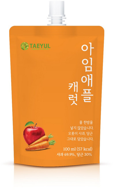 아임애플캐럿 사과당근즙 국내산 착즙주스 100ml 20포, 2L, 1박스