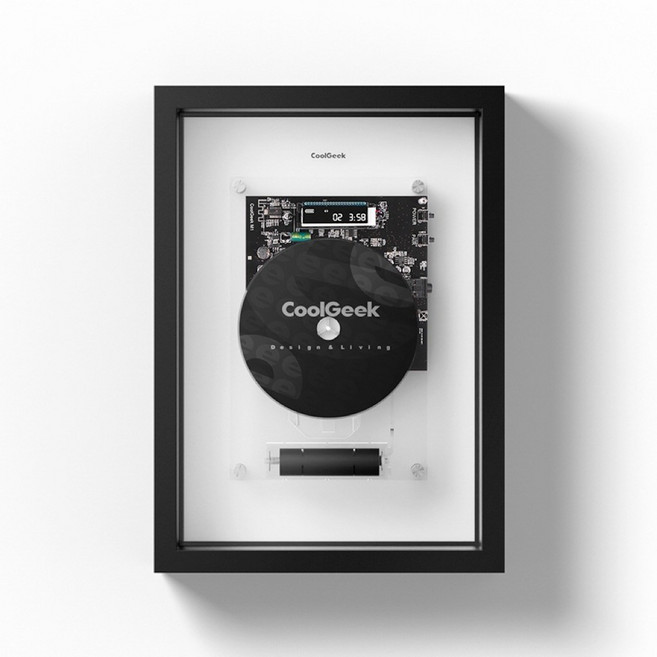《CoolGeek》M1 Music Frame相框CD播放機，搖控操作，攜帶/固定，5.0藍牙，續航8h，壁掛CD播放器, 午夜黑,無需加購