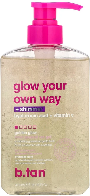 b.tan Glow Your Own Way + Shimmer 투명 그라데이션 태닝 젤 골든 글로우 473ml (16 fl oz) BTO-04649, 1 - 쿠팡