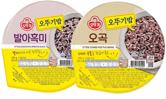 오뚜기밥 발아흑미 210g 18개+오곡 210g 18개(총 36개), 36개