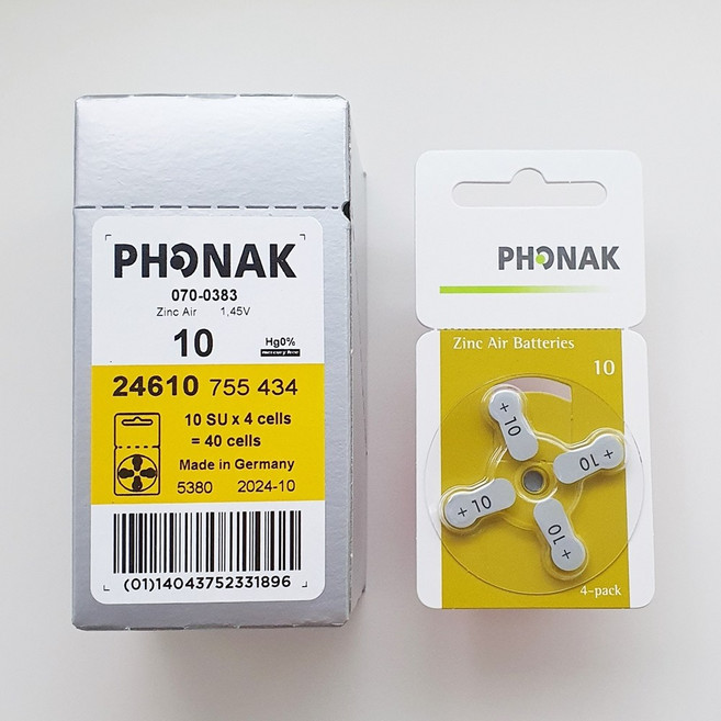 포낙 보청기 건전지 (배터리) 1상자(40알), 1박스, 포낙 10A