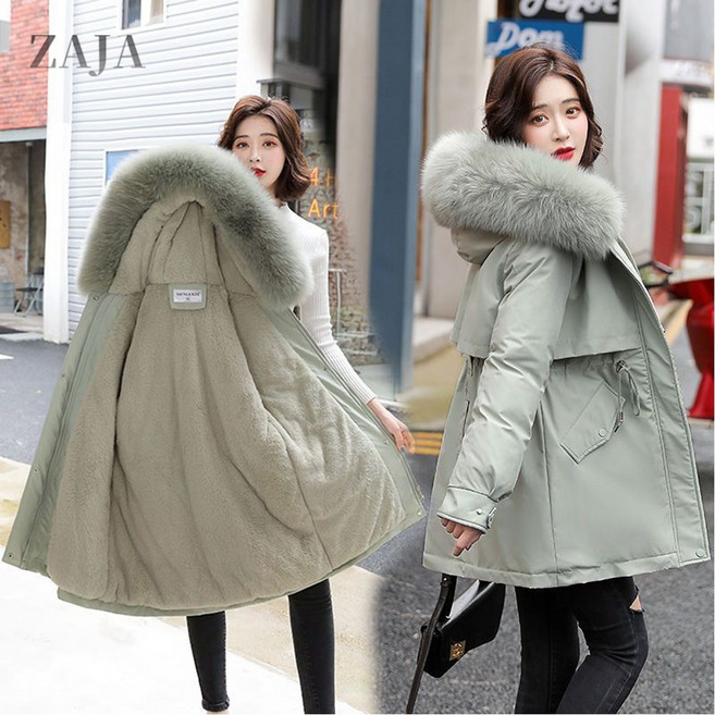 ZAJA 겨울 여성 코트 기모안감 패딩 점퍼 빅사이즈 따뜻한 야상 후드 아우터