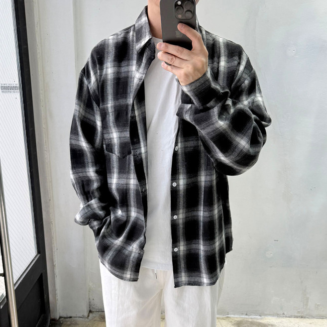 라운지21 남자 빅사이즈 데일리 타탄 체크셔츠