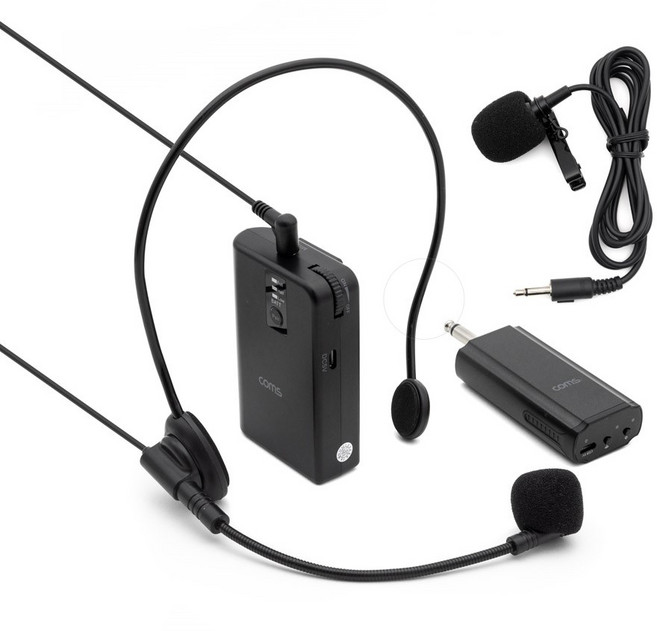 Coms UHF 무선 (헤드셋＋핀) 마이크 송수신기 WW471, 단일