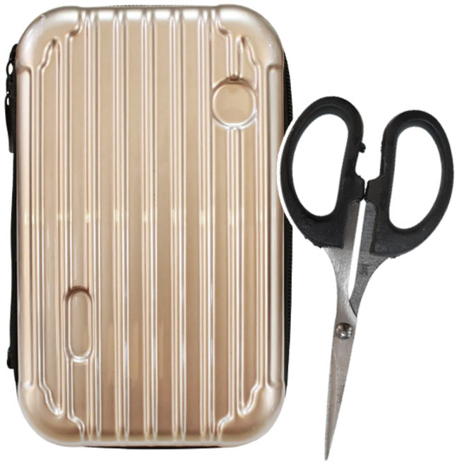 볼링 캐리어 미니 하드 파우치 (볼링가위포함) 볼링용품 볼링미니백 볼링파우치 미니가방 볼링용품수납, 골드, 1개