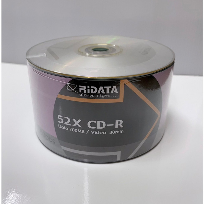 富福里 RIDATA 錸德 CD-R 光碟片 (52X 700MB) (50片/筒), 無