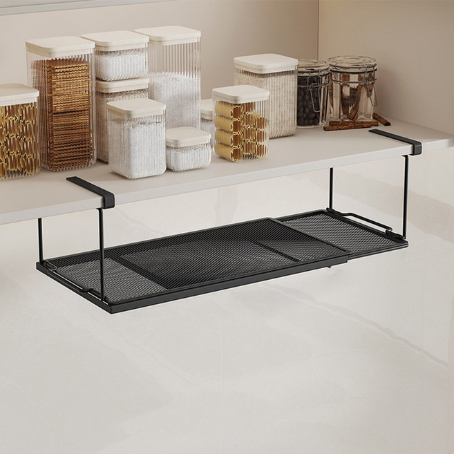 미니아틀리에 길이조절 언더선반 걸이식 정리선반, 블랙, 1개