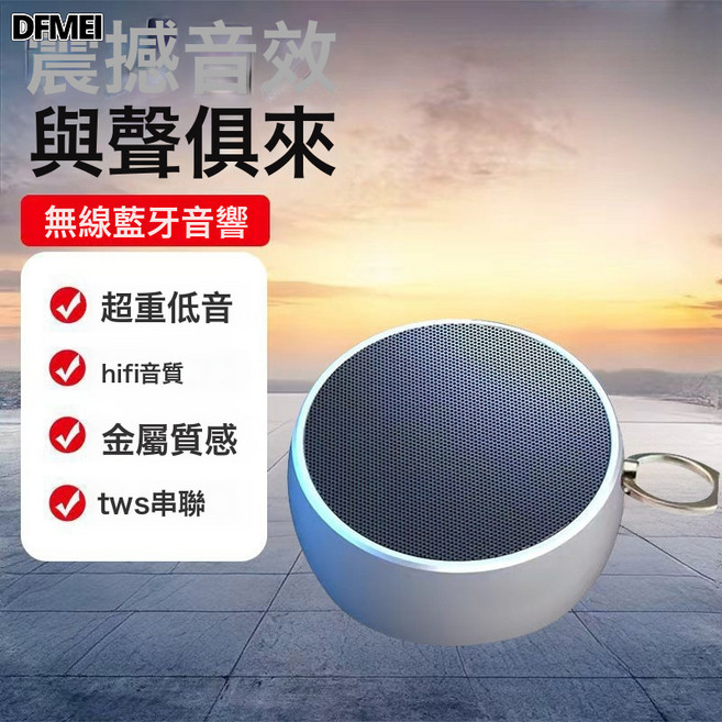 DFMEI 【高音質】戶外運動藍牙音響手提便攜家用大音量可插卡低音炮BS02, 如圖, 銀色-多模式播放+藍牙5.0技術+全景環繞音