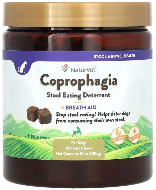 NaturVet Coprophagia 대변 섭식 억제제 + 호흡 보조 반려견용 소프트츄 130개 286g(10oz) NaturVet (네이처벳), 1개 - 쿠팡