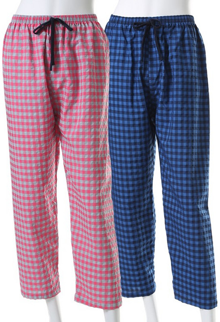 캐리루시 여성용 잔체크 선염 9부 잠옷바지 2p