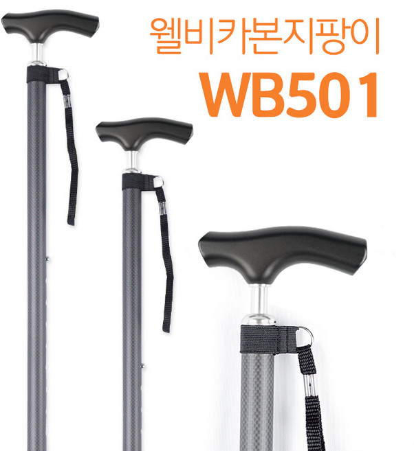 웰비 카본 지팡이 WB-501, 혼합색상, 1개