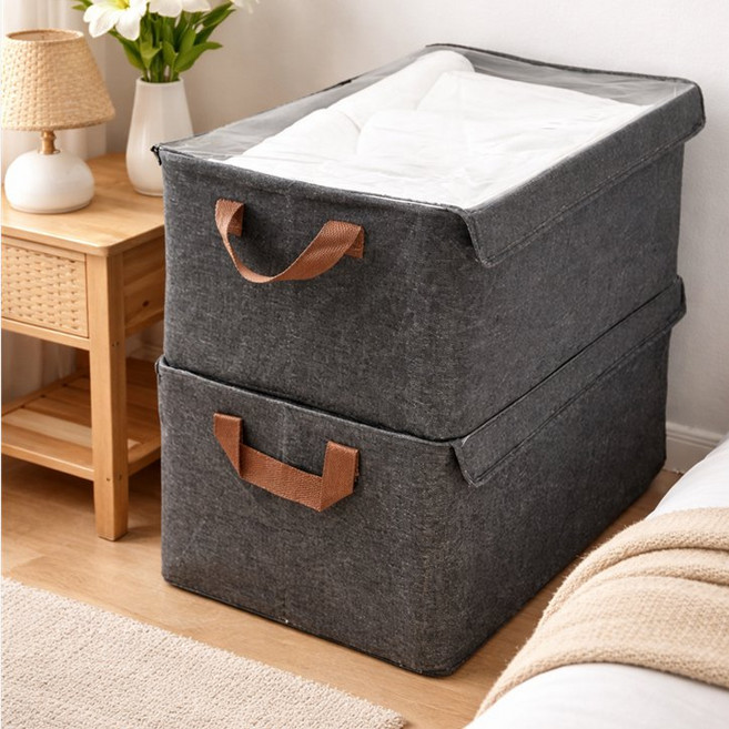 산이내린 프리미엄 투명커버 정리함, 그레이, 3개