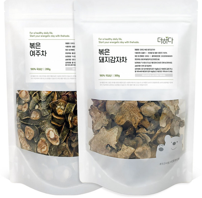 더하다 볶은 여주돼지감자차 SET 깨끗이 세척하고 증숙하여 볶아낸 여주 200g 돼지감자 300g 세트 국산 국내산 침출차, 1세트, 1개입, 500g