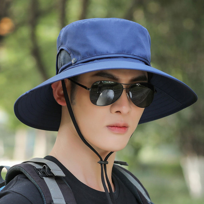 라라티와이 티모 남성 아웃도어 등산 낚시 사파리 모자, 네이비