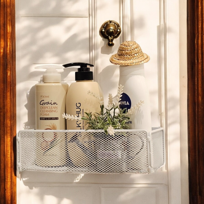 앙이네 하우스 냉장고 세탁기 건조기 주방 정리 자석 철제 수납 선반 정리함, 1개, 화이트