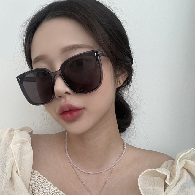 VANANA2 오버사이즈 베이직 뿔테 그레이 선글라스