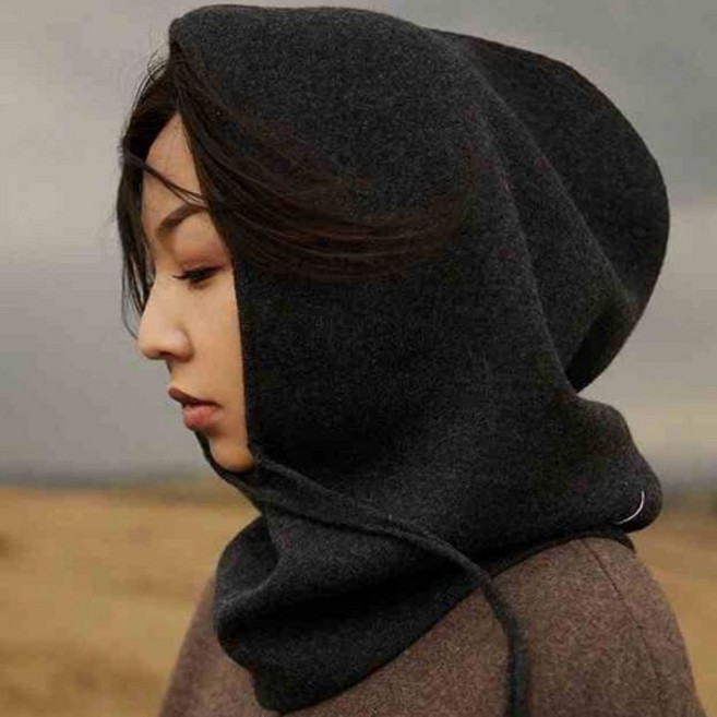 더제이안나 방한 후드넥워머 캐시미어 100 바라클라바, 차콜모카, 1개