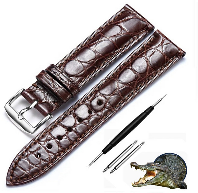 제이에스컴퍼니 리얼 천연 악어가죽 시계줄 스트랩 시계 블랙 브라운 (14mm-22mm)핀버클+공구증정