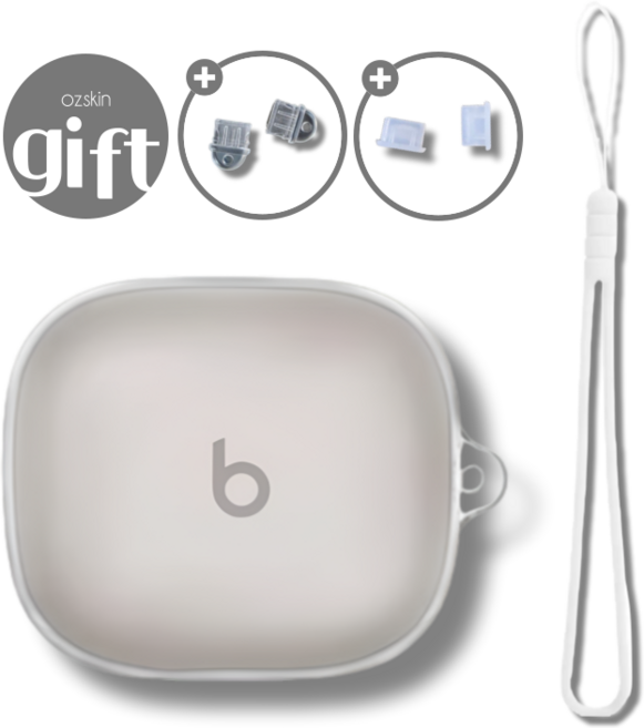 파워 비츠 프로 2 투명 케이스 실리콘 스트랩, 화이트, 1개