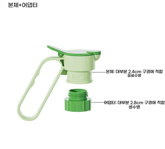 생수병 페트병 손잡이 각종 물병 음료 디스펜서 힘을 절약하는 작은 장치 견고하다 가정식탁 필수 2개, 녹색