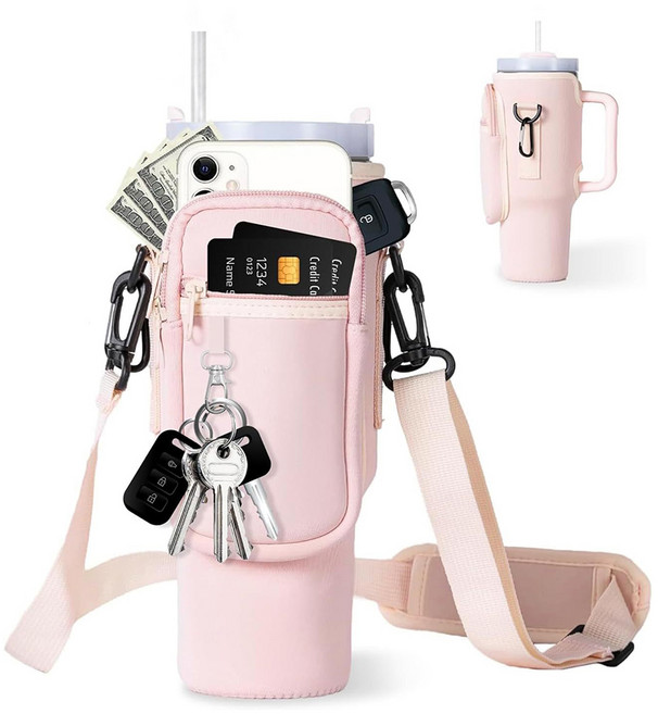 편한생활연구소 카드수납 스탠리 텀블러 호환 파우치, 1개, 핑크