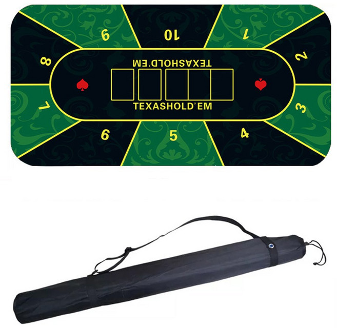 사시한사 텍사스 홀덤매트 포커 게임 패드 10인용 포커매트, 블랙 그린 10인 모델, 1개