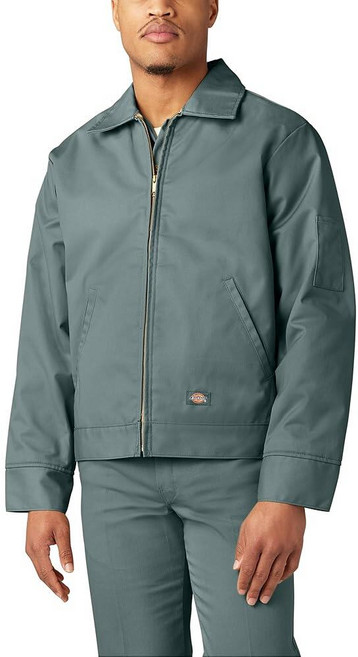 Dickies 남성용 절연 처리가 된 아이젠하워 앞면 지퍼 재킷 전면 다크 브라운., Lincoln Green