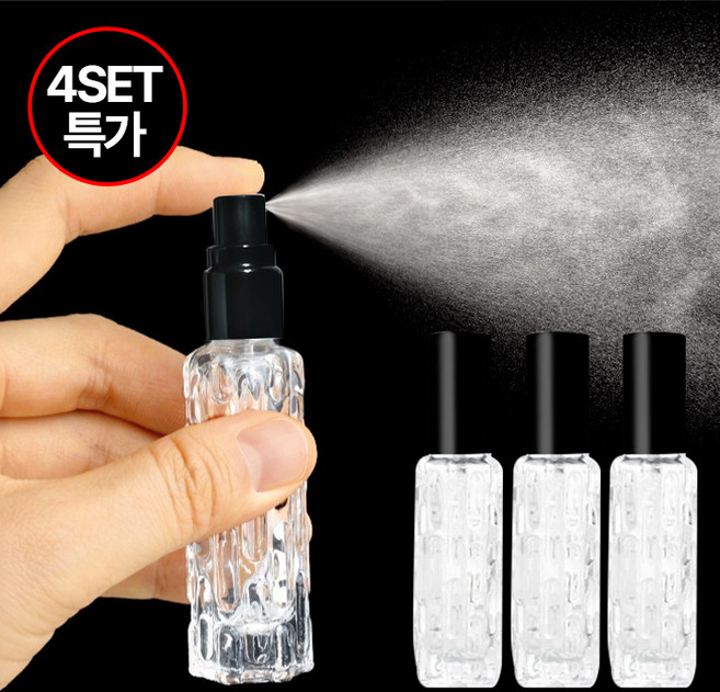 생활의신 휴대용 고급 향수 공병, 4개, 블랙