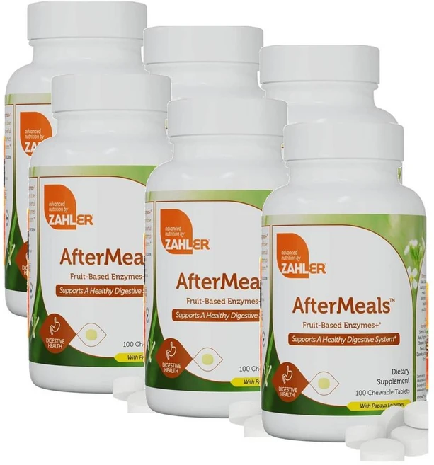자일러 에프터밀 다이제스티브 엔자임 포 다이제스천 헬스 츄어블 Zahler AfterMeals, 6개, 100정 - 쿠팡