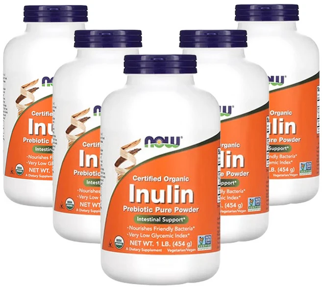 나우푸드 유기농 인증 이눌린 프리바이오틱 순수 분말 1lb, 454g, 5팩 - 쿠팡