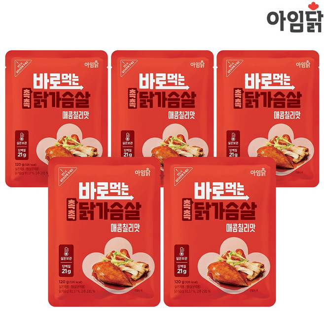 아임닭 바로먹는 촉촉 닭가슴살 매콤칠리맛, 5개, 100g