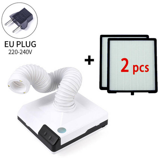 네일흡진기 네일집진기 흡진기 60W 네일 먼지 수집가 기계 진공 청소기 매니큐어 페디큐어 아트 살롱 흡입 리무버 강력한 팬, EU PLUG 2 FILTERS, 1개