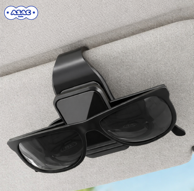 자동차 선바이저 선글라스 클립 아삭스퀘어, 1개, 블랙