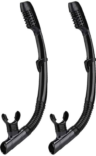 성인 청소년을 위한 최고의 드라이 밸브와 식품 등급 실리콘 마우스피스를 갖춘 스노클링 스쿠버 다이빙 수영을 위한 아쿠아 어 다이브 스포츠 드라이 스노클 이지 브레스 다이빙 스노클, Black+Black 2 pack