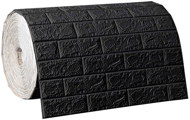 셀프 도배 접착식 폼 단열 벽지 3D입체 롤 벽지 70cm*20m, 블랙, 70cm * 5m [두께 3mm]