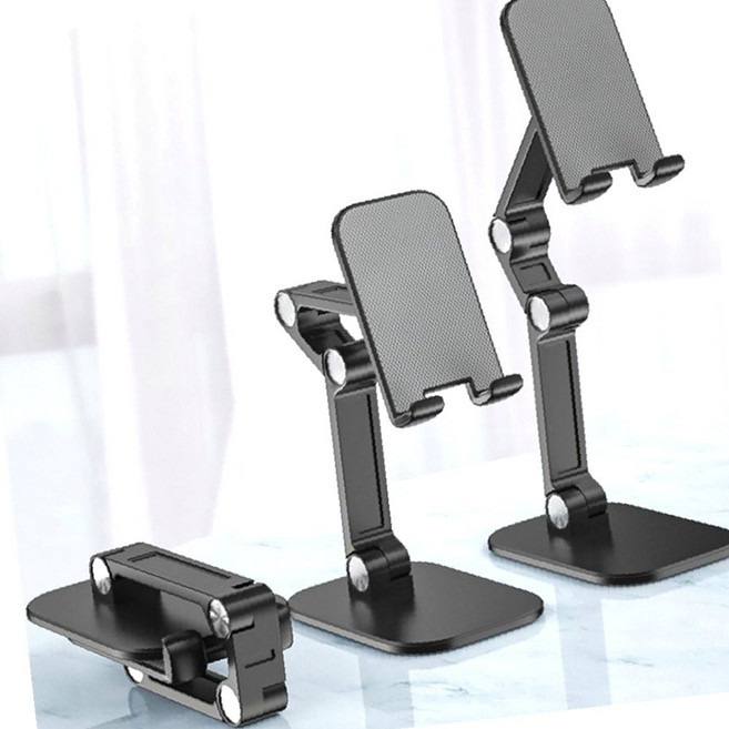 큐알코드단말기 핸드폰거치대 누워서 침대 탁상 핸드폰 태블릿 타블렛 폴딩 거치대, 1-폴딩거치대-블랙, 본상품선택, 1개
