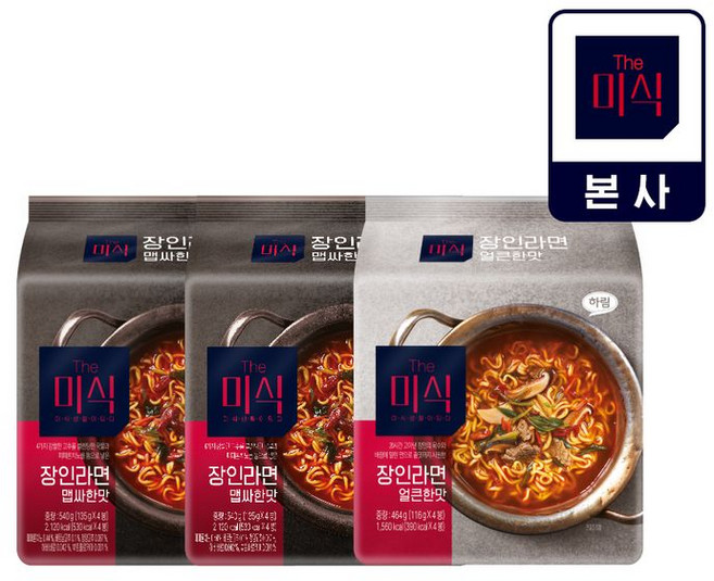 더미식 장인라면 맵싸한맛 135g 8p + 얼큰한맛 116g 4p, 1세트
