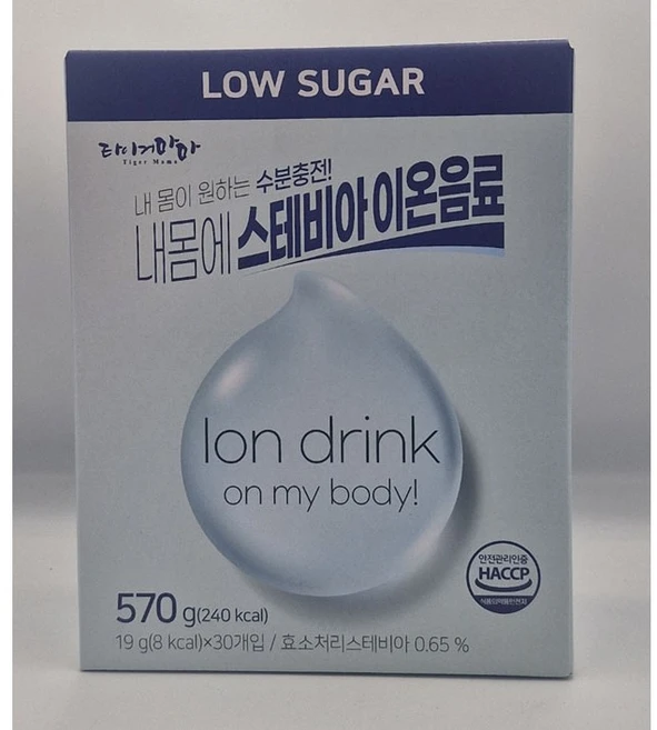 타이거마마 내몸에 스테비아 이온음료 30p, 570g, 1개 - 쿠팡