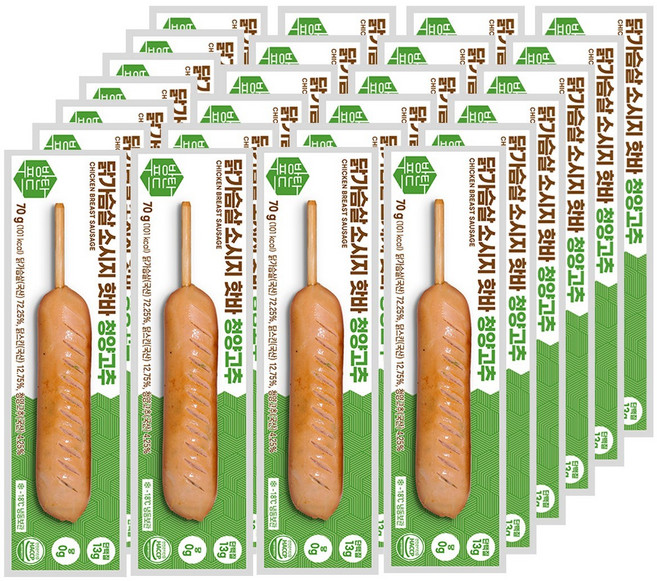 [방탄푸드] 닭가슴살 소세지 핫바 청양고추 70g, 24개