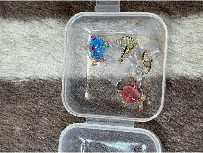 물고기 충전마개장식, 1개, 리틀리틀퓌쉬 빨강1파랑1 한통 아이폰14